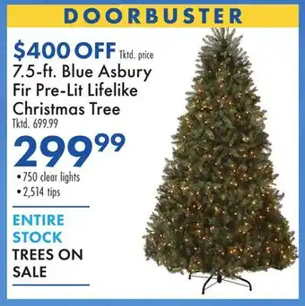 Boscov's 7.5-ft. Blue Asbury Fir Pre-Lit Lifelike Christmas Tree offer