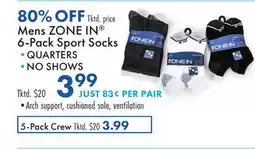 Boscov's Mens ZONE IN 6-Pack Sport Socks offer