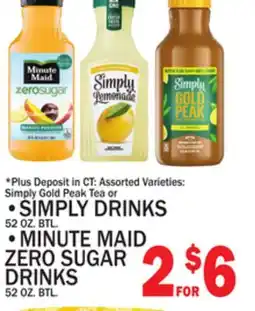 C Town SIMPLY DRINKS 52 OZ. BTL. MINUTE MAID ZERO SUGAR DRINKS 52 OZ. BTL offer