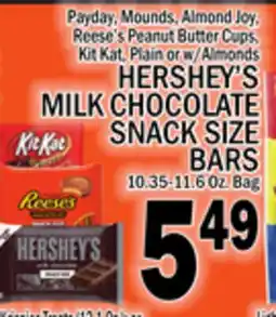 C Town HERSHEY'S MILK CHOCOLATE SNACK SIZE BARS offer