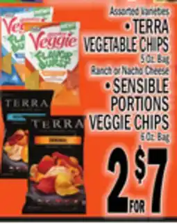 C Town TERRA VEGETABLE CHIPS 5 Oz Bag SENSIBLE PORTIONS VEGGIE CHIPS 6 Oz. Bag offer