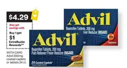 CVS Advil 200mg coated caplets or tablets offer