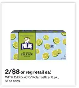 CVS Polar Seltzer 8 pk., 12 oz cans offer