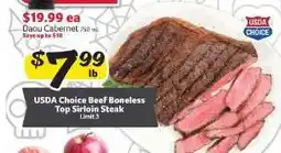 Winn Dixie USDA Choice Beef Boneless Top Sirloin Steak offer