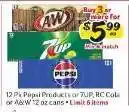 Winn Dixie 12 Pk Pepsi Products or 7UP, RC Cola or A&W offer