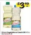 Winn Dixie Crisco Vegetable or Canola Oil offer