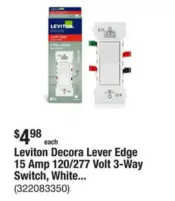 The Home Depot Leviton Decora Lever Edge 15 Amp 120/277 Volt 3-Way Switch, White (1-Pack) E5603-SW offer