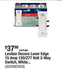 The Home Depot Leviton Decora Lever Edge 15 Amp 120/277 Volt 3-Way Switch, White (10-Pack) E5603-MW offer