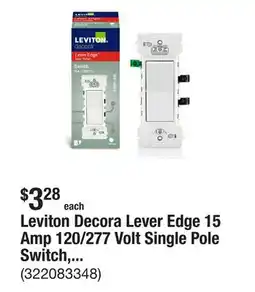 The Home Depot Leviton Decora Lever Edge 15 Amp 120/277 Volt Single Pole Switch, White (1-Pack) E5601-SW offer