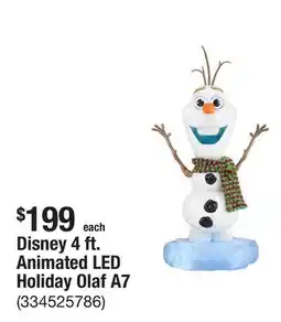 The Home Depot Disney 4 ft. Animated LED Holiday Olaf A7 offer