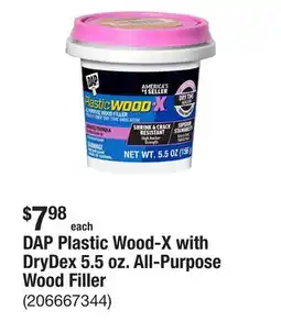 The Home Depot DAP Plastic Wood-X with DryDex 5.5 oz. All-Purpose Wood Filler offer