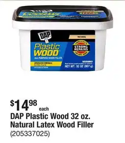 The Home Depot DAP Plastic Wood 32 oz. Natural Latex Wood Filler offer