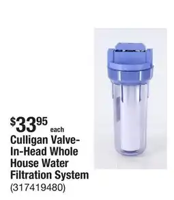 The Home Depot Culligan Valve-In-Head Whole House Water Filtration System offer