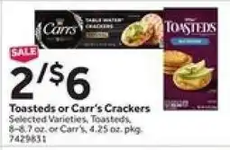 Stop&Shop Toasted or Carr’s Crackers offer
