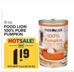Food Lion FOOD LION 100% PURE PUMPKIN offer