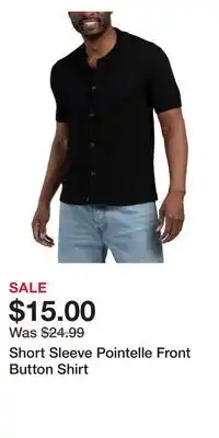 TJ Maxx Short Sleeve Pointelle Front Button Shirt offer