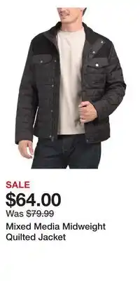 TJ Maxx Mixed Media Midweight Quilted Jacket offer