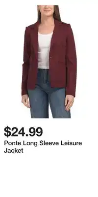 TJ Maxx Ponte Long Sleeve Leisure Jacket offer