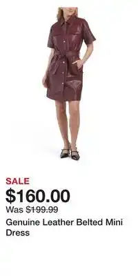 TJ Maxx Genuine Leather Belted Mini Dress offer