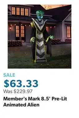 Sam's Club Member's Mark 8.5' Pre-Lit Animated Alien offer