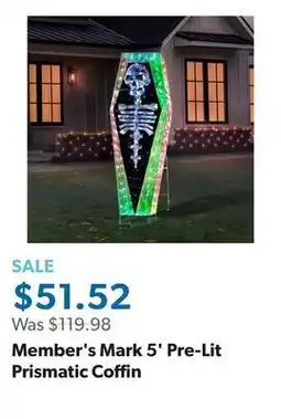 Sam's Club Member's Mark 5' Pre-Lit Prismatic Coffin offer