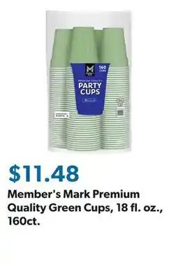 Sam's Club Member's Mark Premium Quality Green Cups, 18 fl. oz., 160ct offer