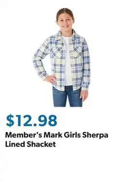 Sam's Club Member's Mark Girls Sherpa Lined Shacket offer