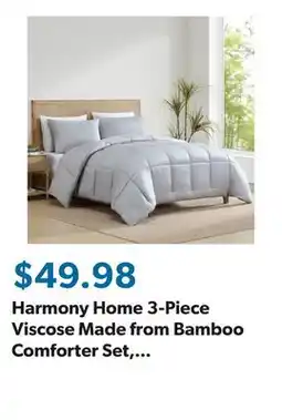 Sam's Club Harmony Home 3-Piece Viscose Made from Bamboo Comforter Set, Assorted Sizes offer