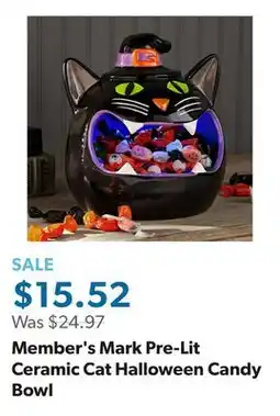 Sam's Club Member's Mark Pre-Lit Ceramic Cat Halloween Candy Bowl offer