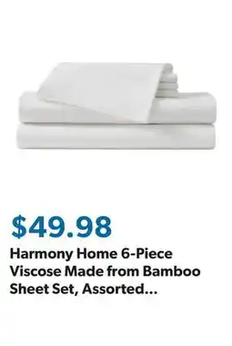 Sam's Club Harmony Home 6-Piece Viscose Made from Bamboo Sheet Set, Assorted Sizes offer