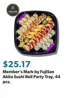 Sam's Club Member's Mark by FujiSan Akita Sushi Roll Party Tray, 44 pcs offer
