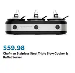 Sam's Club Chefman Stainless Steel Triple Slow Cooker & Buffet Server offer