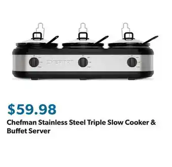 Sam's Club Chefman Stainless Steel Triple Slow Cooker & Buffet Server offer