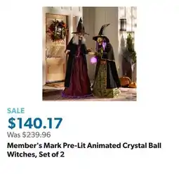 Sam's Club Member's Mark Pre-Lit Animated Crystal Ball Witches, Set of 2 offer