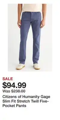 Nordstrom Citizens of Humanity Gage Slim Fit Stretch Twill Five-Pocket Pants offer