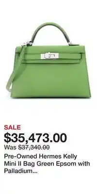 Nordstrom Pre-Owned Hermes Kelly Mini II Bag Green Epsom with Palladium Hardware 20 offer