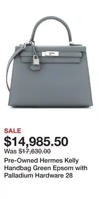 Nordstrom Pre-Owned Hermes Kelly Handbag Green Epsom with Palladium Hardware 28 offer