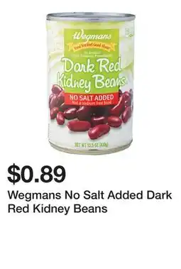 Wegmans Wegmans No Salt Added Dark Red Kidney Beans offer