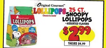 Ollie's 25 CT. SNOOPY LOLLIPOPS offer