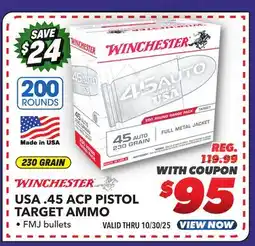 Big 5 Winchester USA .45 ACP 200-Round Pack Pistol Target Ammunition offer