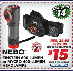 Big 5 NEBO Einstein 600+ Rechargeable Headlamp offer