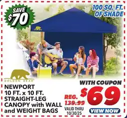 Big 5 Golden Bear Newport 10'x10' Straight-Leg Canopy with Wall offer