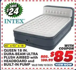 Big 5 Intex Queen 18 Dura-Beam Ultra Plush Airbed with Headboard and Built-In Pump offer