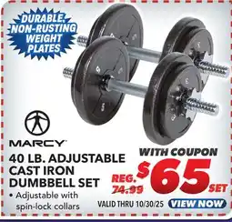 Big 5 Marcy 40-lb. Adjustable Cast Iron Dumbbell Set offer