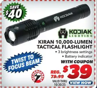 Big 5 Kodiak Kiran Rechargeable 10,000 Lumen Tactical Flashlight offer