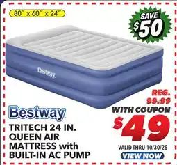Big 5 Bestway Tritech Air Mattress Queen 24 with Built-in AC Pump offer