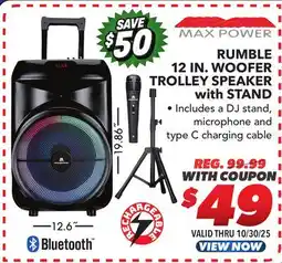 Big 5 Max Power Rumble 12 Woofer Bluetooth Trolley Speaker with Stand offer