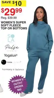 Dunham's Sports WOMEN'S SUPER SOFT FLEECE TOP OR BOTTOMS offer