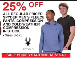 Dunham's Sports SPYDER MEN'S FLEECE, PANTS, COMPRESSION AND COLD WEATHER COMPRESSION IN STOCK offer