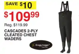 Dunham's Sports FROGG TOGGS CASCADES 2-PLY CLEATED CHEST WADERS offer